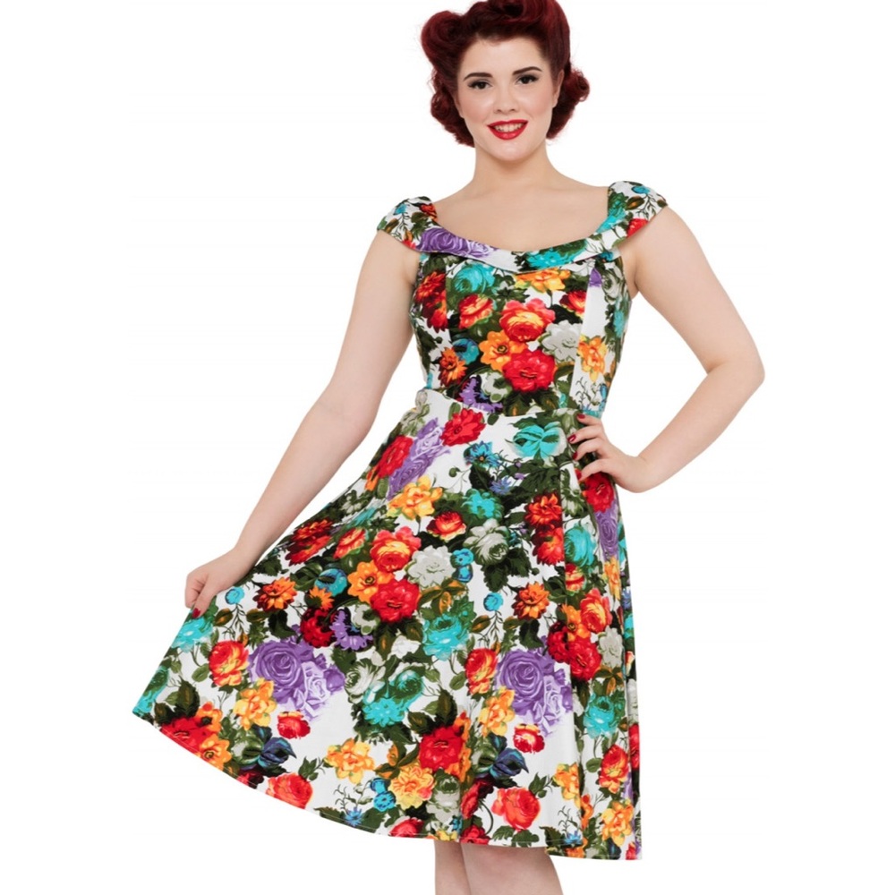 Voodoo Vixen Berly Floral Flared Vintage Dress